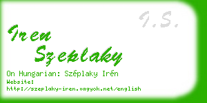 iren szeplaky business card